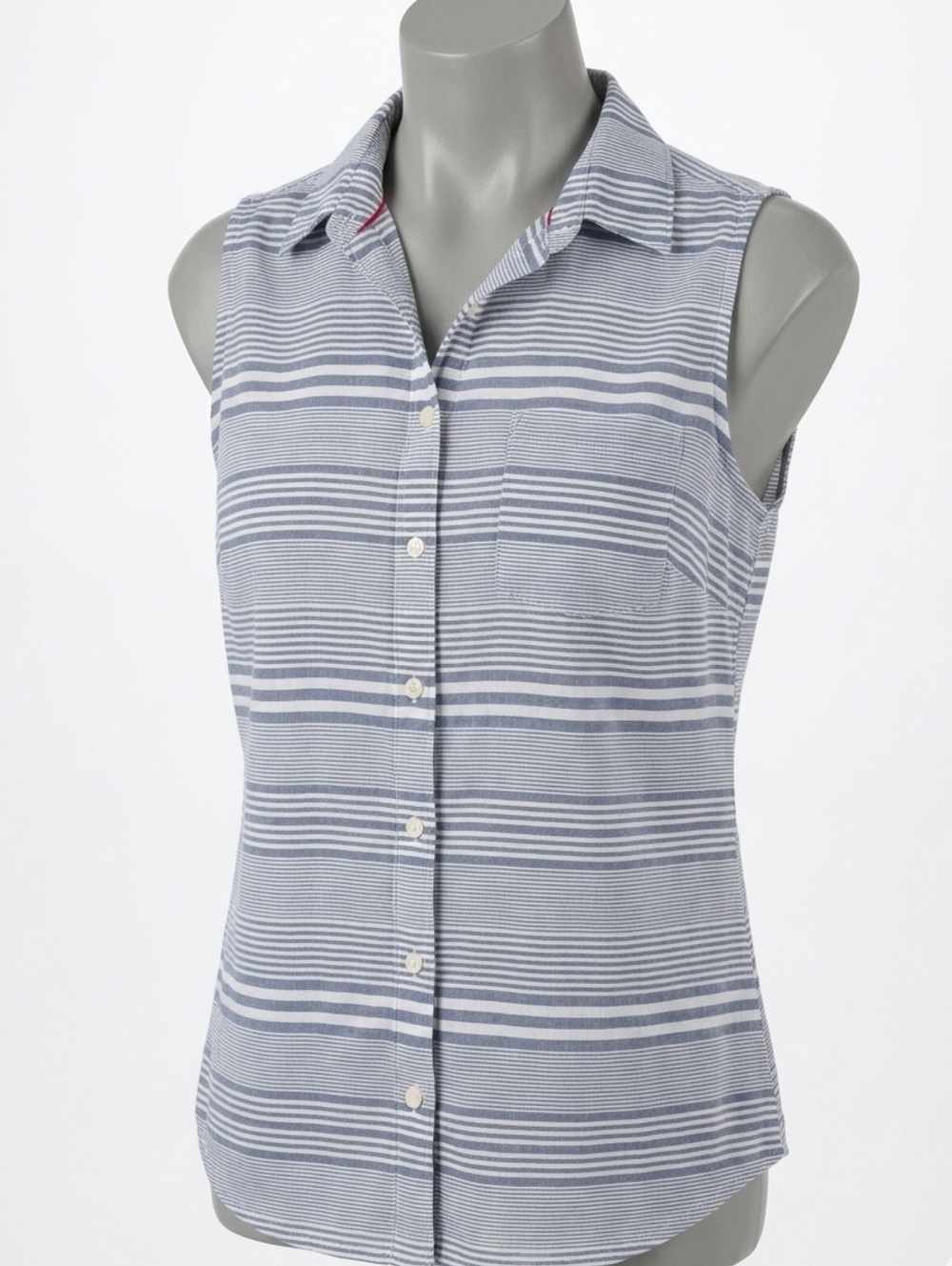 St. John's Bay Sleeveless Striped Button-Down Shirt - Blue & White